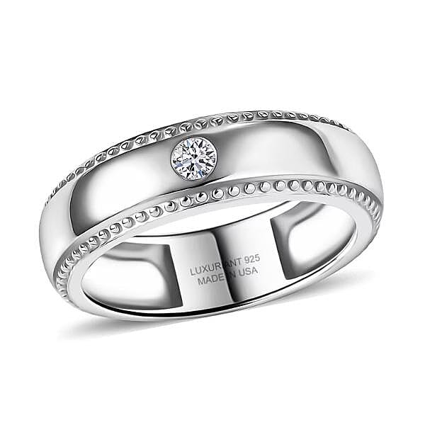 Luxuriant Lab Grown Diamond (G-H, SI) Band Ring in Platinum Over Sterling Silver (Size 10.0) 0.10 ctw