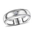 Luxuriant Lab Grown Diamond (G-H, SI) Band Ring in Platinum Over Sterling Silver (Size 10.0) 0.10 ctw - Sticky add to cart bar