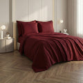 American Thread Collection 6pc Burgundy Microfiber Stripe Sheet Set -King (Fits Up to 16" Mattress) - Sticky add to cart bar