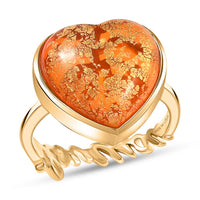 GP Murano Style Heart Ring in 18K Vermeil YG Over Sterling Silver (Size 10.0)