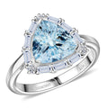 Certified and Appraised 10K White Gold AAA Aquamarine, Luxuriant Lab Grown Diamond (G-H, SI) Ring (Size 10.0) 2.44 ctw - Sticky add to cart bar