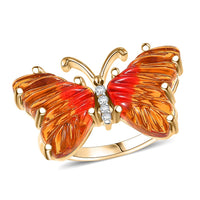GP Murano Style, White Zircon Ring in 18K Vermeil YG Over Sterling Silver (Size 10.0) 0.10 ctw