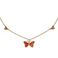 GP Whispers of Murano Style and White Zircon 0.10 ctw Butterfly Necklace in 18K Vermeil Yellow Gold Over Sterling Silver 18-20 Inches