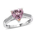 Premium Pink Morganite, Luxuriant Lab Grown Diamond (G-H, SI) Ring in 18K Vermeil RG and Rhodium Over Sterling Silver (Size 10.0) 1.70 ctw - Sticky add to cart bar