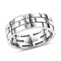 D'Joy Rhodium Over Sterling Silver Band Men's Ring (Size 10.0) (6.85 g) - Sticky add to cart bar