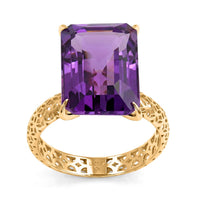 Mirage Collection 10K Yellow Gold Premium Lusaka Amethyst Solitaire Ring (Size 6.0) 7.25 ctw