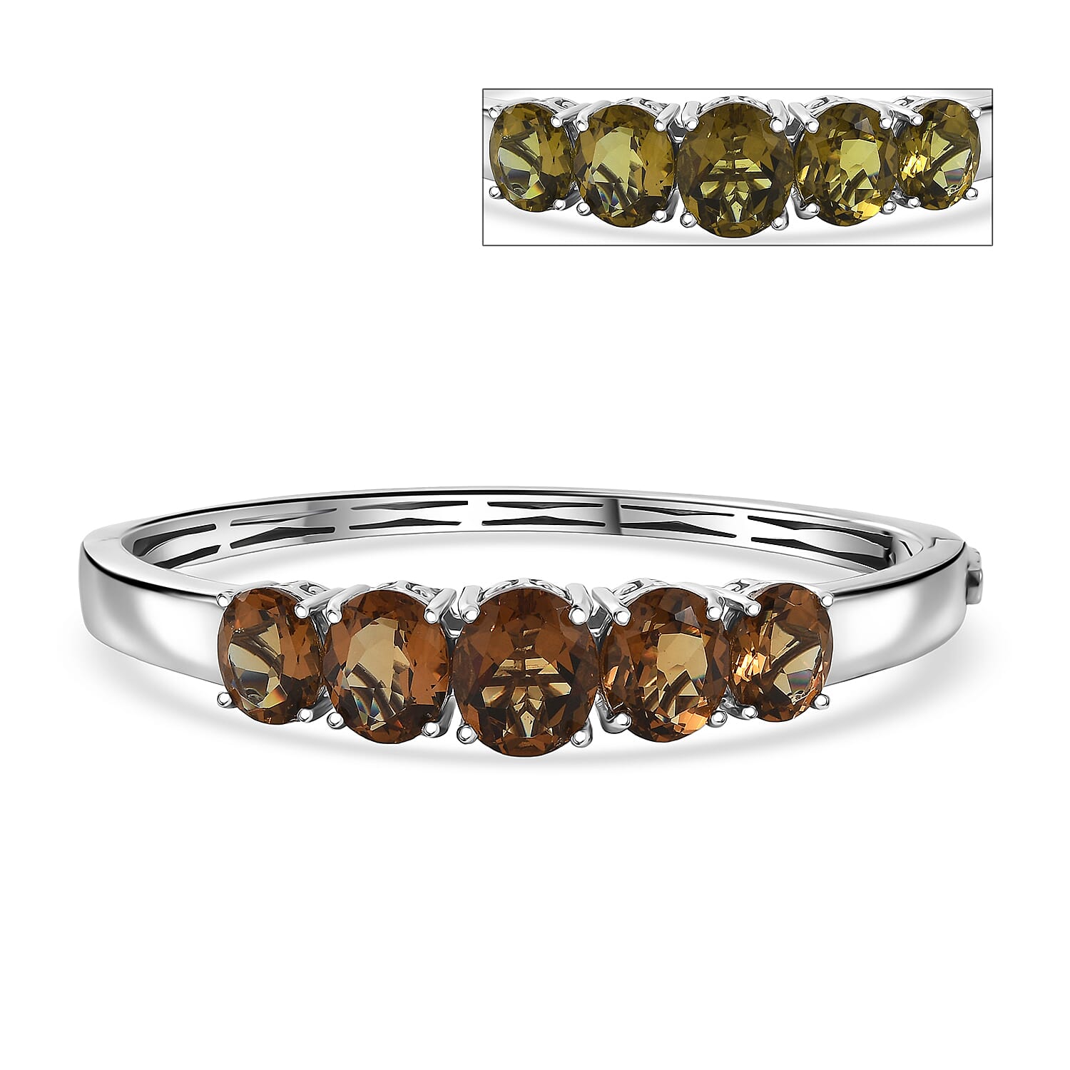 EverTrue Autumn Alexite Bangle Bracelet in Platinum Bond (6.50 In) 16.80 ctw