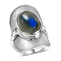 D'Joy Artisan Crafted Malagasy Labradorite Ring in Sterling Silver (Size 10.0) 9.30 ctw