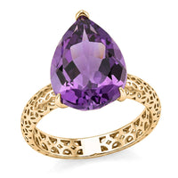 Mirage Collection 10K Yellow Gold Premium Lusaka Amethyst Solitaire Ring (Size 6.0) 7.25 ctw