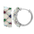 D'Joy Premium Ethiopian Welo Opal and Multi Gemstone 4.10 ctw Heart Symphony Earrings in Rhodium Over Sterling Silver - Sticky add to cart bar