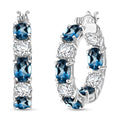 D'Joy Certified London Blue Topaz and Moissanite 13.00 ctw Earrings in Rhodium Over Sterling Silver - Sticky add to cart bar