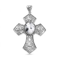 D'Joy Artistry to Israel Artisan Crafted White Buffalo 4.75 ctw Cross Pendant without Chain in Sterling Silver