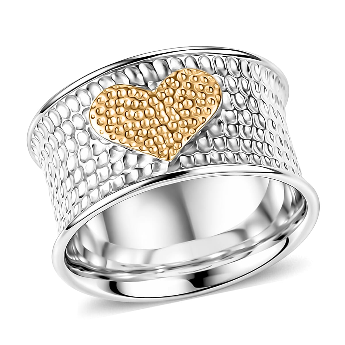 D'Joy Passport to Israel 18K Vermeil YG and Rhodium Over Sterling Silver Heart Ring (Size 10.0) (5.75 g)