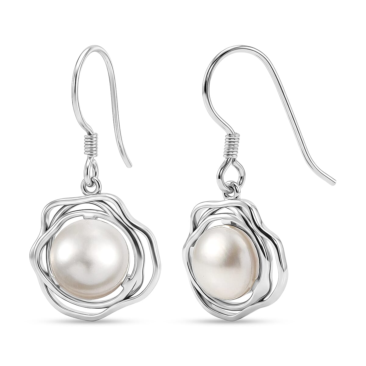D'Joy Artistry to Israel Artisan Crafted Freshwater Pearl Earrings in Sterling Silver