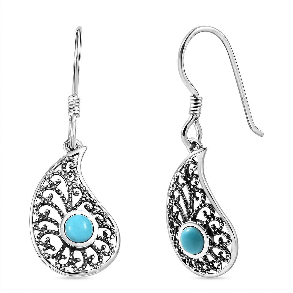 D'Joy Passport to Turkey Artisan Crafted Premium Sleeping Beauty Turquoise 0.60 ctw Earrings in Sterling Silver