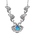 D'Joy Passport to Turkey Artisan Crafted Premium Peacock Quartz (Triplet) and Multi Sapphire 6.00 ctw Necklace in Sterling Silver 18-20 Inches - Sticky add to cart bar