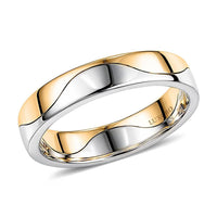 Luxoro 10K White and Yellow Gold Wave Dual Elegance Band Ring (Size 9.0) (4.35 g)