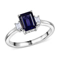 Premium Catalina Iolite, Luxuriant Lab Grown Diamond (G-H, SI) Royal Violet Elegance Ring in Rhodium Over Sterling Silver (Size 10.0) 1.50 ctw - Sticky add to cart bar