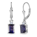 Premium Catalina Iolite and Luxuriant Lab Grown Diamond G-H SI 1.85 ctw Royal Violet Elegance Earrings in Rhodium Over Sterling Silver - Sticky add to cart bar
