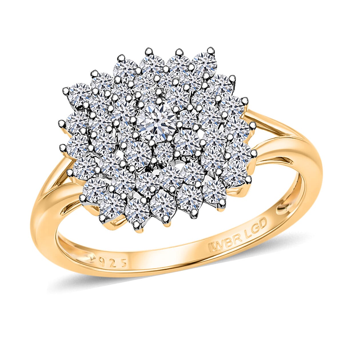 Luxuriant Lab Grown Diamond (G, SI) Ring in 14K YG Over Sterling Silver (Size 7.0) 1.00 ctw