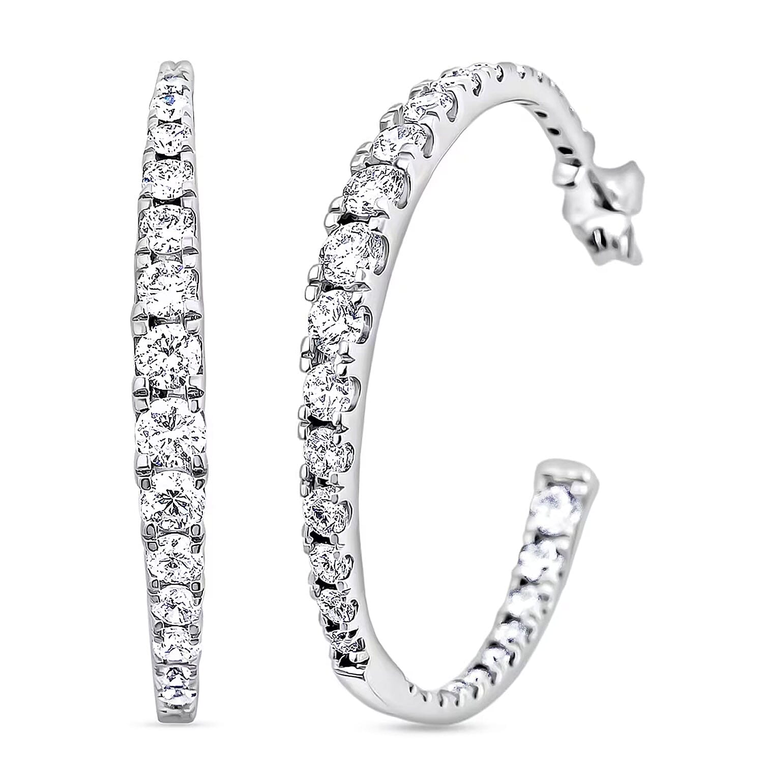 Luxuriant Lab Grown Diamond 2.00 ctw Hoop Earrings in Sterling Silver