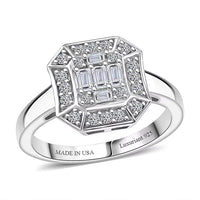 Luxuriant Lab Grown Diamond (G-H, SI) Ring in Rhodium Over Sterling Silver (Size 10.0) 0.25 ctw