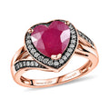 D'Joy Premium Niassa Ruby (FF), Champagne Zircon Bloodline Heart Ring in 18K Vermeil RG Over Sterling Silver (Size 10.0) 4.20 ctw - Sticky add to cart bar