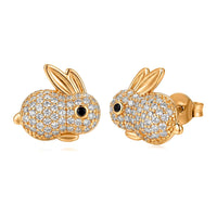 Simulated Black and White Diamond Earrings in Silvertone