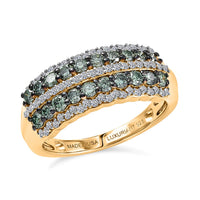 Luxuriant Lab Grown Green Diamond (IR) and Lab Grown Diamond (SI) Green Symphony Band Ring in 18K Vermeil YG Over Sterling Silver (Size 6.0) 1.00 ctw