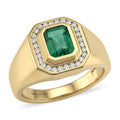 D'Joy Premium Kagem Zambian Emerald, Moissanite Men's Ring in 18K Vermeil YG Over Sterling Silver (Size 10.0) 1.75 ctw - Sticky add to cart bar