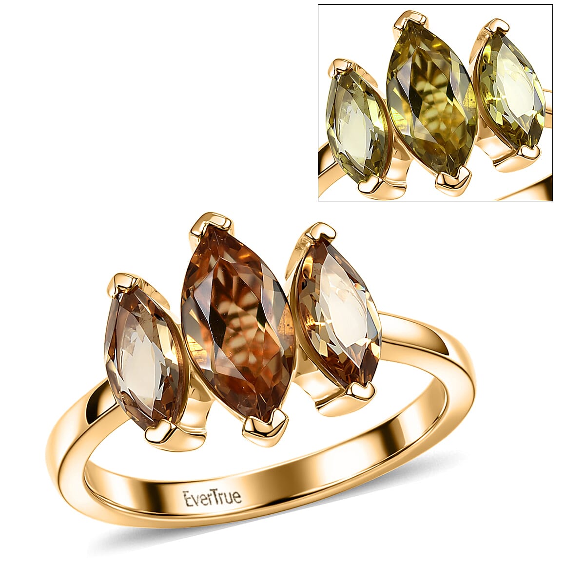 EverTrue Autumn Alexite Ring in 18K YG Plated (Size 10.0) 2.00 ctw