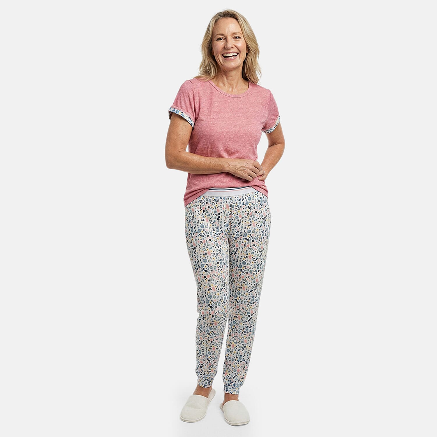 Pink Floral Pajama Set -L