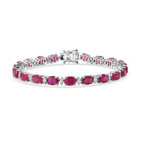D'Joy Premium Niassa Ruby (FF), Moissanite Red Reign Line Bracelet in Rhodium Over Sterling Silver (7.25 In) 23.15 ctw