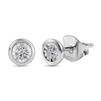 Luxuriant Lab Grown Diamond G-H SI 0.10 ctw Earrings in Rhodium Over Sterling Silver (Del. in 10-12 Days)