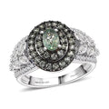 D'Joy Premium Green Sapphire, Moissanite Ring in Rhodium Over Sterling Silver (Size 10.0) 2.00 ctw - Sticky add to cart bar