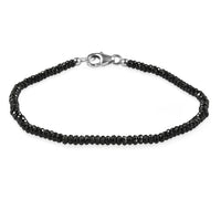 D'Joy Thai Black Spinel 15.00 ctw Beaded Bracelet in Rhodium Over Sterling Silver (7.25 In)