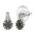 Premium Milanoa Green Sapphire and Luxuriant Lab Grown Diamond G-H SI 0.75 ctw Petal Bloom Earrings in Rhodium Over Sterling Silver - Sticky add to cart bar