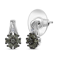Premium Milanoa Green Sapphire and Luxuriant Lab Grown Diamond G-H SI 0.75 ctw Petal Bloom Earrings in Rhodium Over Sterling Silver