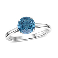Luxuriant Lab Grown Blue Diamond (VS) (IR) Solitaire Ring in Rhodium Over Sterling Silver (Size 6.0) 2.00 ctw