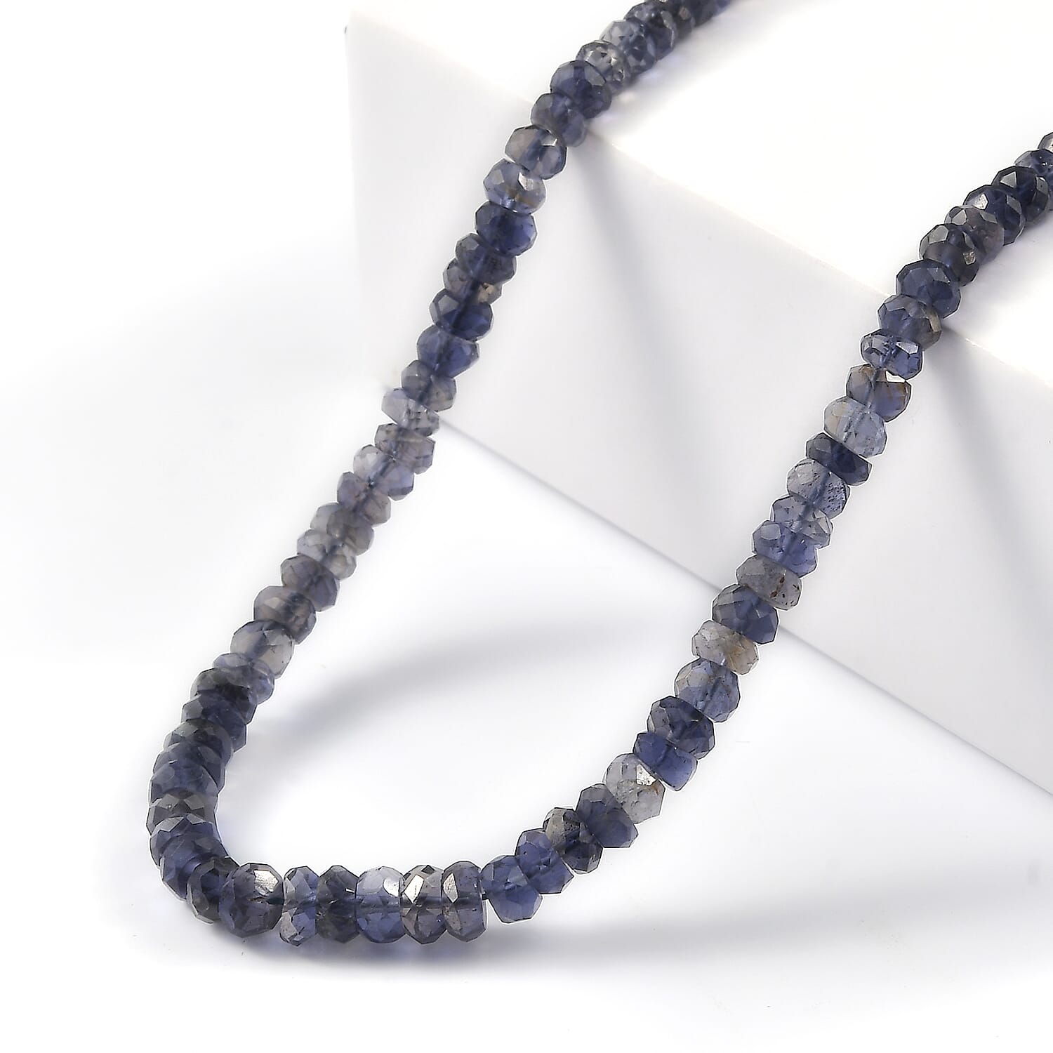 D'Joy Catalina Iolite 46.50 ctw Beaded Necklace in Rhodium Over Sterling Silver 18-20 Inches