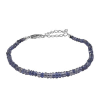 D'Joy Catalina Iolite 15.00 ctw Beaded Bracelet in Rhodium Over Sterling Silver (7.25-9.25In)