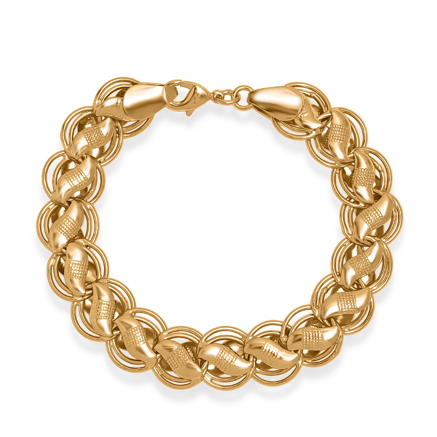 EverTrue Bronzella Collection Handmade Lotus Leaf Chain Bracelet in 18K YG Plated Bronze (7.25 In)