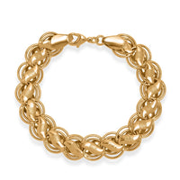 EverTrue Bronzella Collection Handmade Lotus Leaf Chain Bracelet in 18K YG Plated Bronze (7.25 In)