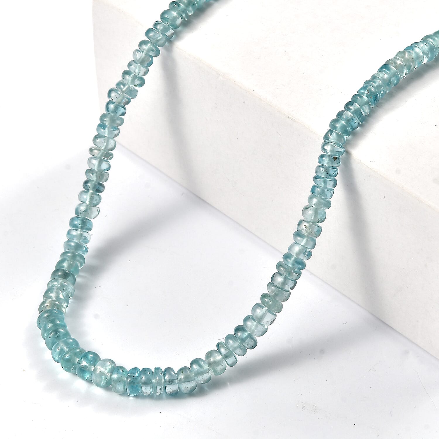 D'Joy Premium Blue Zircon 77.00 ctw Beaded Necklace in Rhodium Over Sterling Silver 18-20 Inches