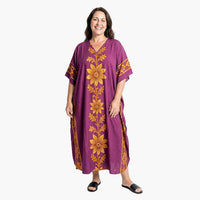 Winlar Black Tribal Long Kaftan - One Size Fits Most