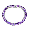 Premium Lusaka Amethyst, Luxuriant Lab Grown Diamond (G-H, SI) Tennis Bracelet in Rhodium Over Sterling Silver (7.25 In) 28.60 ctw - Sticky add to cart bar