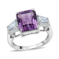 D'Joy Premium Lusaka Amethyst, Moissanite Signature Ring in Rhodium Over Sterling Silver (Size 10.0) 6.60 ctw - Sticky add to cart bar