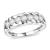 EverTrue Moissanite 7 Stone Ring in Platinum Bond (Size 10.0) 0.75 ctw