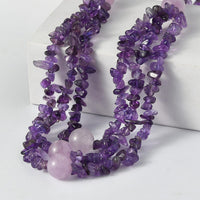 EverTrue African Amethyst and Rose De France Amethyst 200.00 ctw Chips Necklace in Platinum Over 18 Inches