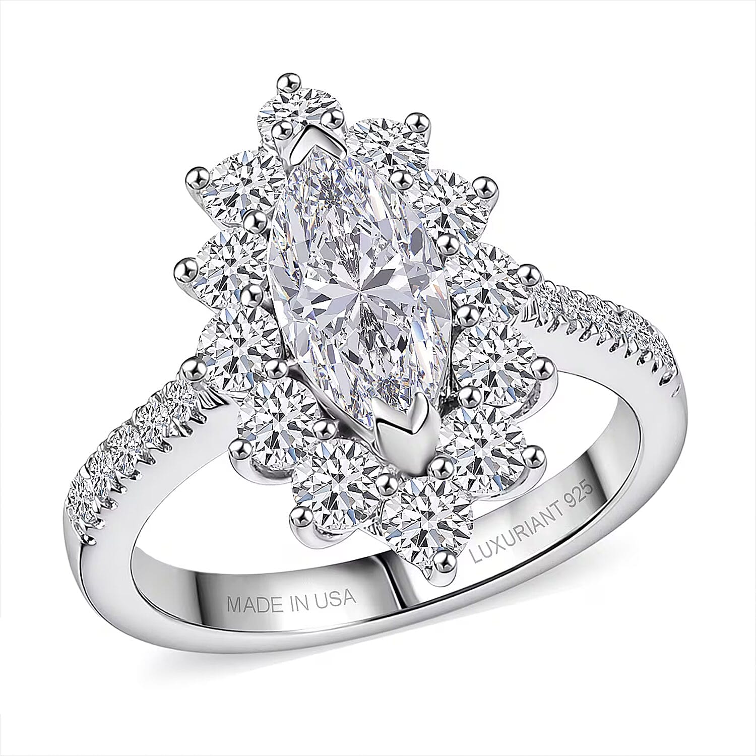 Luxuriant Lab Grown Diamond (E-F, VS) Ring in Rhodium Over Sterling Silver (Size 10.0) 2.00 ctw